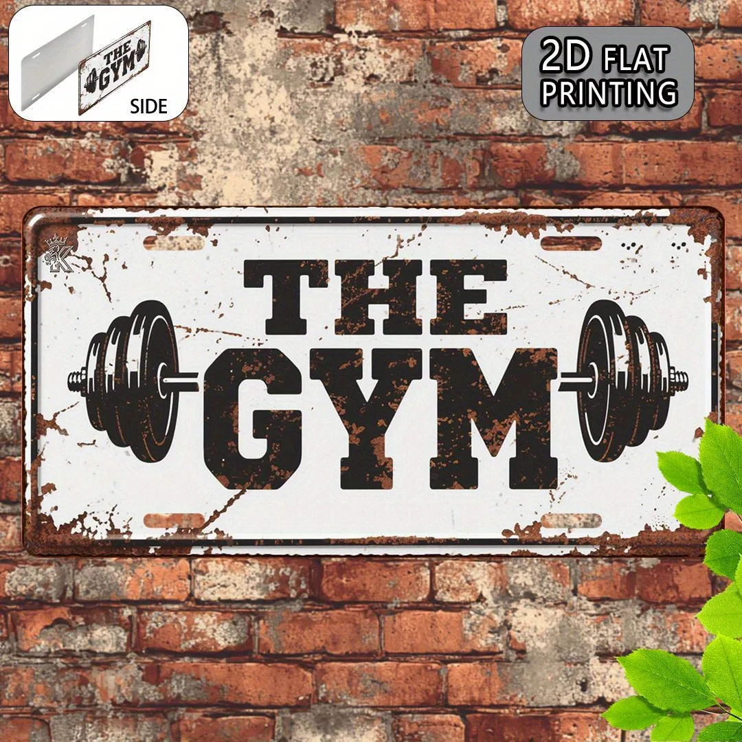 2D Flat, 1pc Vintage Gym Metal Sign -15x30cm Aluminum Wall Decor with 