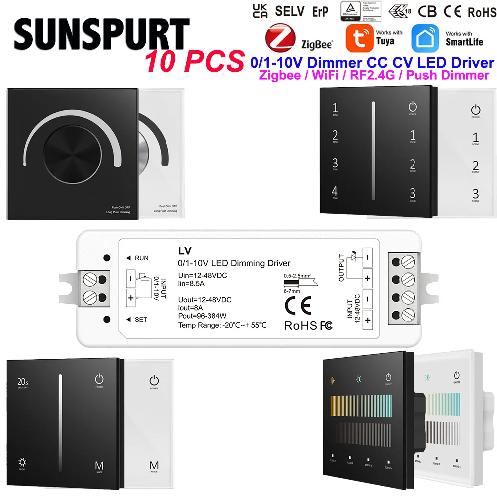 1-10P 8A*1CH 5-36VDC CV 0/1-10V Dimming Driver LV LED controller 1-10V PWM constant voltage dimmer for 0-10V LED strip LED lamps
