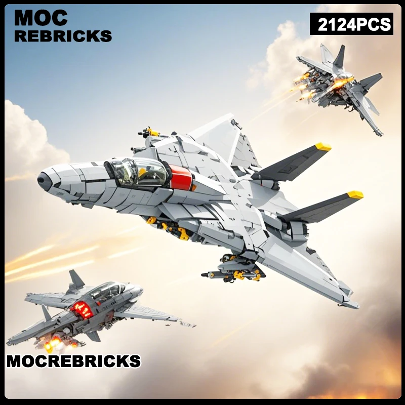 

Военно-воздушная серия F14D Сверхзвуковой истребитель MOC Строительные блоки Сборка DIY Модель Кирпичи Дисплей Креативные головоломки Игрушки Подарки