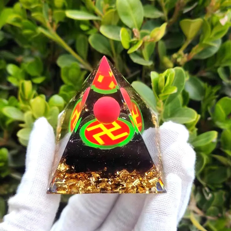 Pyramid Crystal Gravel Epoxy Resin Home Desktop Handmade Ornaments Gift Auspicious Feng Shui