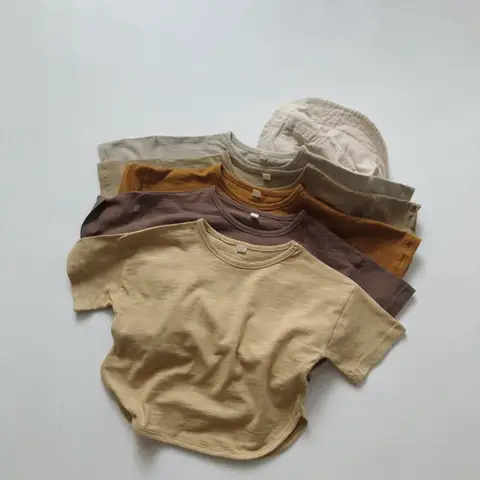 1-7T 100% Cotton Baby T Shirt Toddler Kid Tshirt Boy Girl Clothes Short Sleeve Basic Tee Top Casual Loose T Shirt for Children