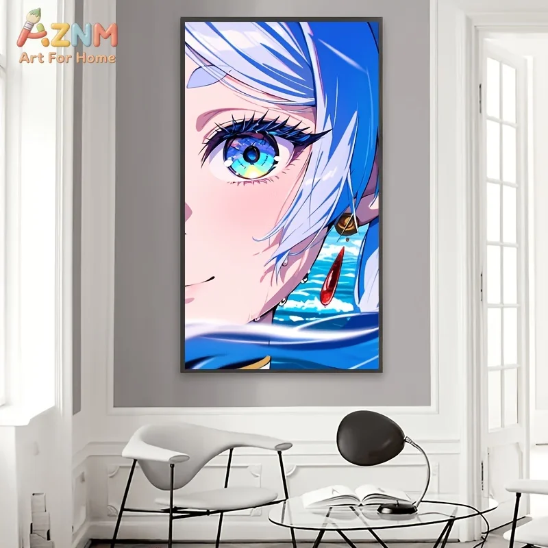 AZNM Frieren Beyond Journey's End Close Up Eye Anime Canvas Wall Art Unframed Painting for Home Decor