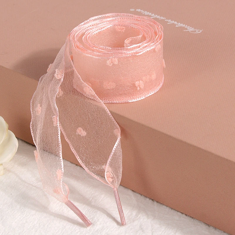 Laços de sapato de chiffon de organza de renda transparente de organza ampliada de 2,5 cm de largura para calçados de estilo de vida