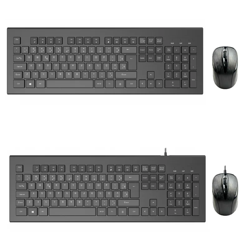 US QWERTY Spanish French Arabic Brazil Russia Multimedia Ergonomic Slim Office Keyboard And Mouse Combo For Laptop Computer PC