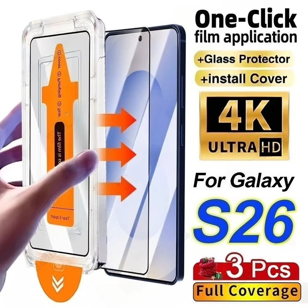 1-3PCS Dust Free Tempered Glass Screen Protectors For Samsung S26 Ultra S25 S24 S23 S22 Plus A37 A57 A56 A36 A26 A55 A35 A17 A16