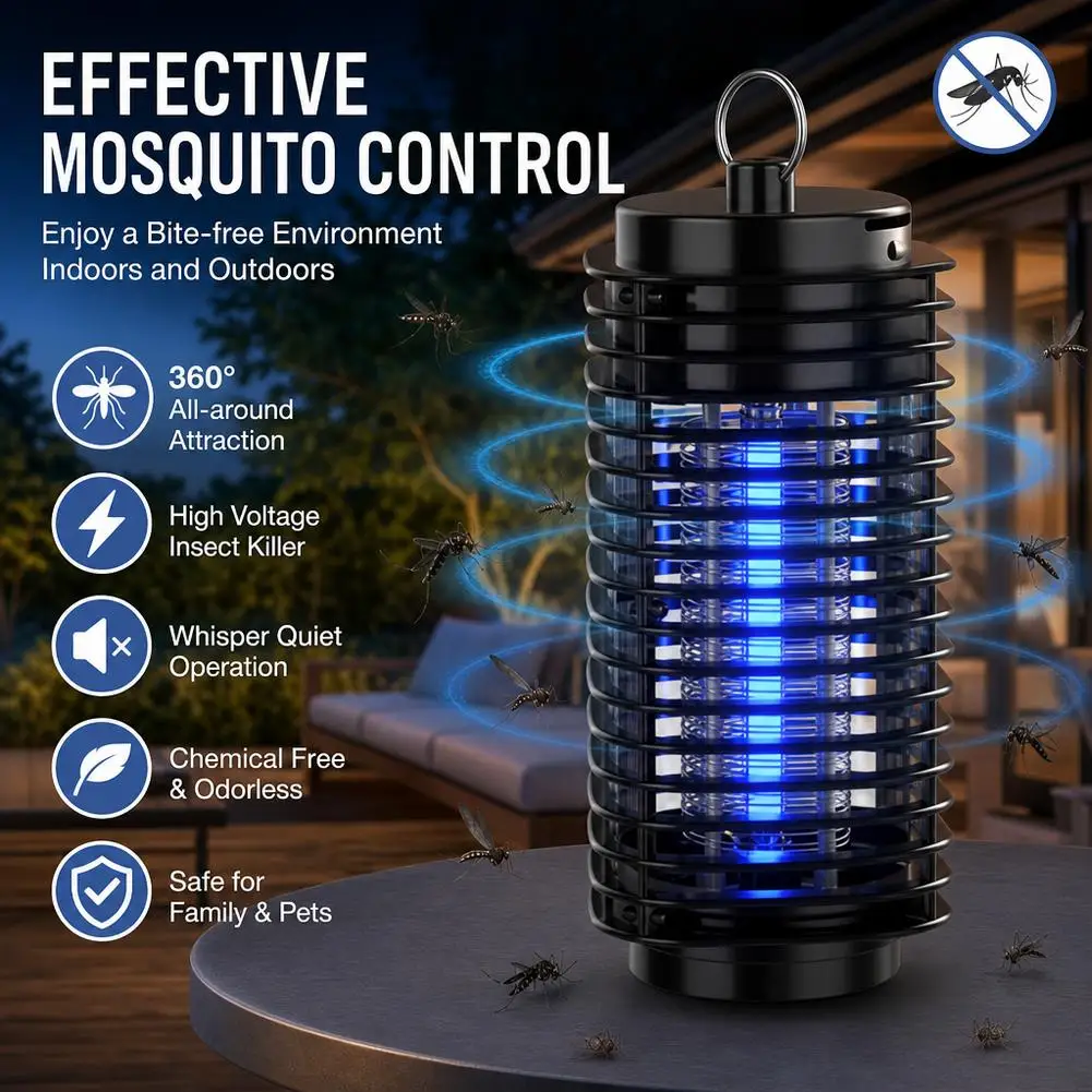 Electric Mosquito Zapper UV Insect Killer Lamp Ultra Quiet Bug Fly Trap with Safety Grid Indoor Hanging Bug Zapper EU Plug