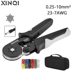 Altıgen tel terminali yüksük sıkma aracı, HSC8 10-6A kendinden ayarlı cırcır sıkma pense, AWG 23-7 için elektrikçi araçları