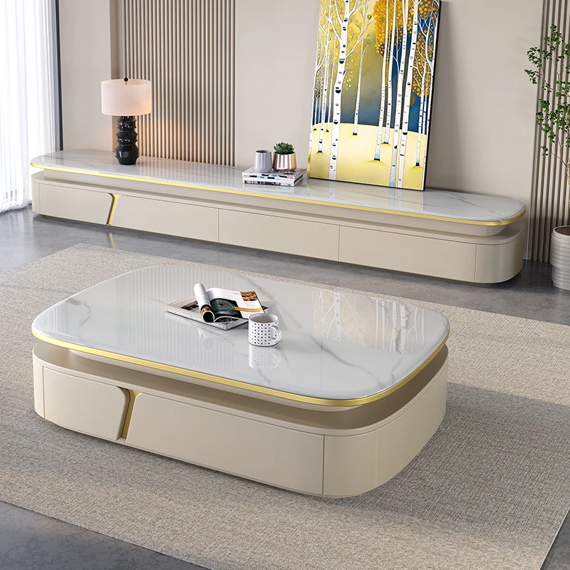 

Modern Minimalist Slate TV Stands Coffee Table Set Italian Luxury Living Room Solid Wood TV Cabinet Creative Home Furniture FYTS