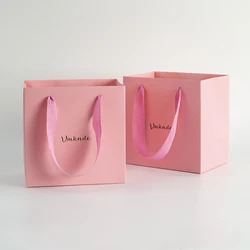 24 stuks bulktassen met linthandvatten en uw logo 15x15x15cm DIY gepersonaliseerde cadeautas voor zakelijke presentatie evenementfeest