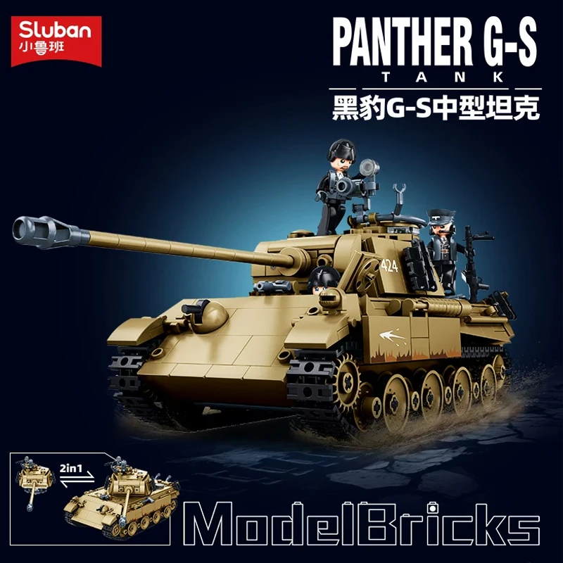 

DIY MOC Armored Vehicle Military Army Panther G-S Medium Tank Battle Soldier Building Blocks Bricks Set For Children Boy