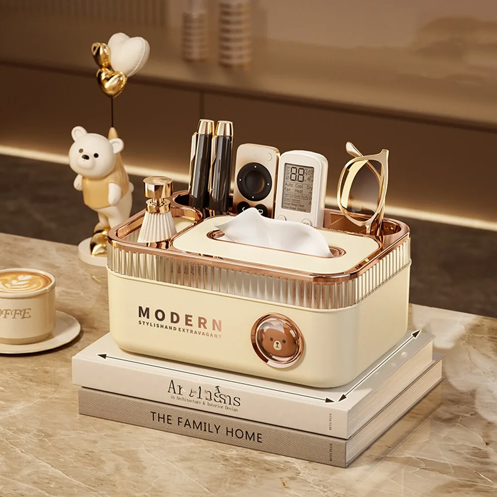 

Cute Light Luxury Tissue Box Waterproof Dustproof Remote Control Storage Thickened Large Capacity Cosmetic Organizer Restaurant