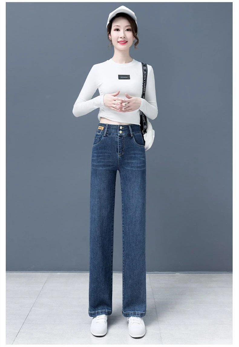 new autumn winter office lady plus size cotton brand female women girls high waist warm velvet straight jeans