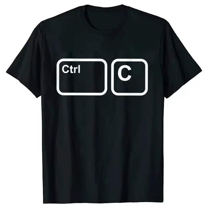Male and female 100% cotton T-shirt CTRL+C CTRL+V family T-shirt funny copy and paste casual family outfit