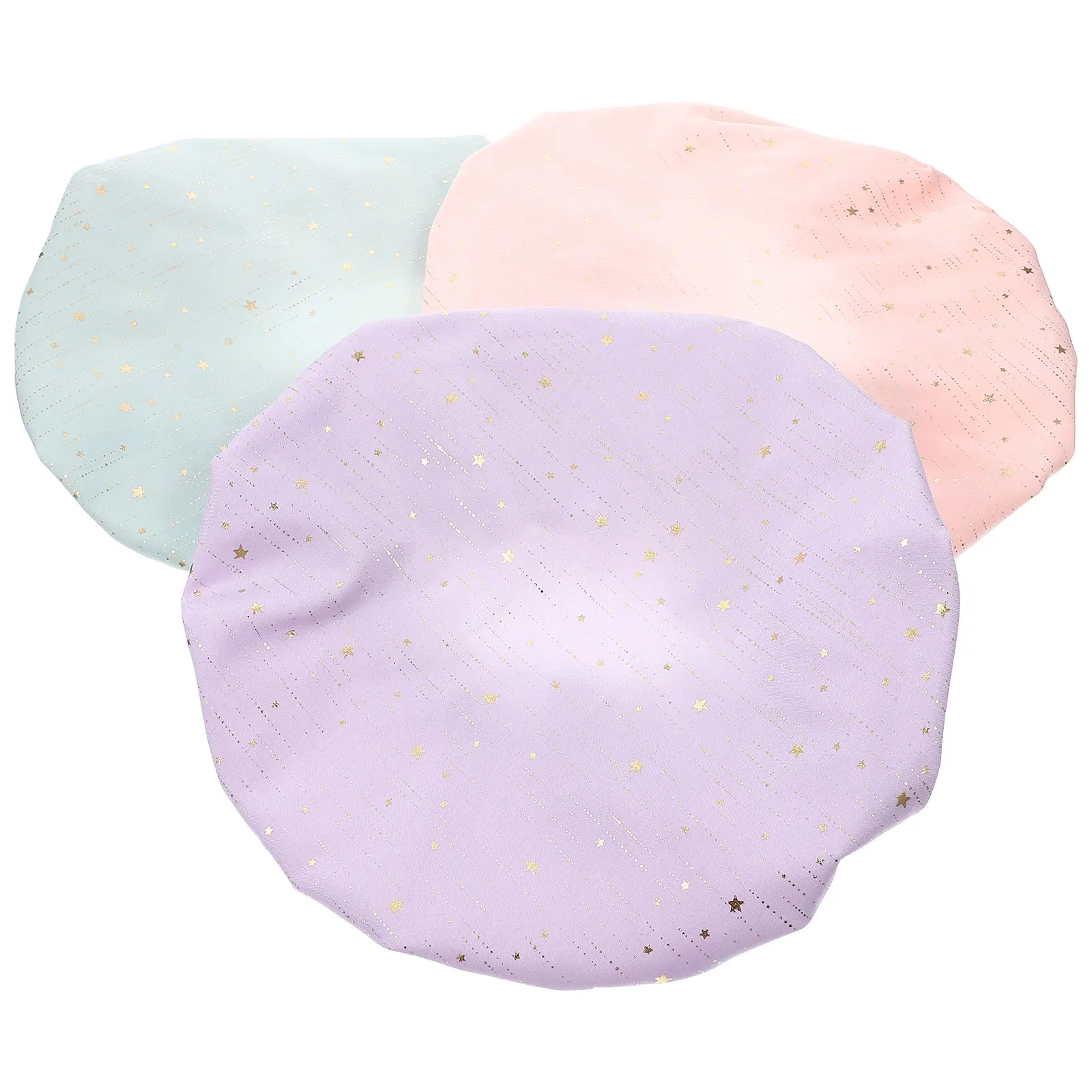 

3pcs Waterproof Shower Caps for Women Kids Bath Portable Double Layer Hair Cover Comfortable Breathable Elastic Design Suitable