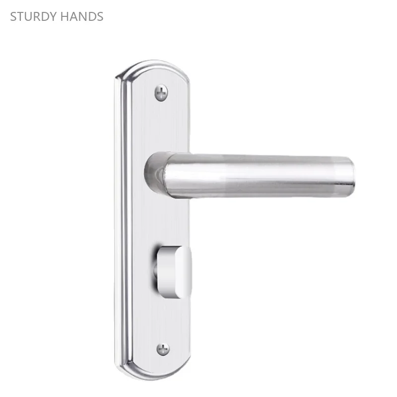 Conjunto de Fechadura da Porta do Banheiro Universal Keyless Silencioso Interior Liga Alumínio Maçaneta da Porta Acessórios Ferragem Aço Inoxidável 1