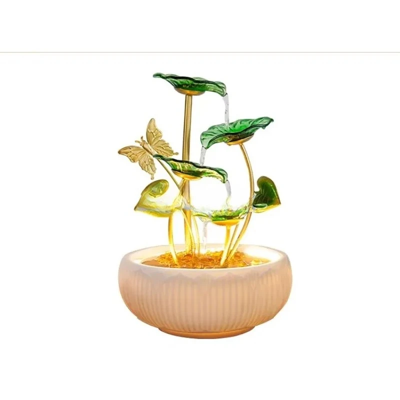 Mini Indoor Modern Home Office Luxury Lucky Fortune Gold Metal Craft Tabletop  Rope Vase Silent Desktop Fengshui Ornaments Decor