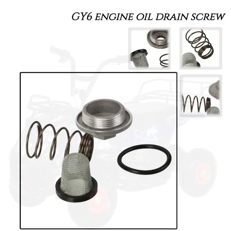 

Пробка для слива масла для скутера, винтовая пробка поддона двигателя с пружинным фильтром, аксессуары для скутера, совместимые запасные части