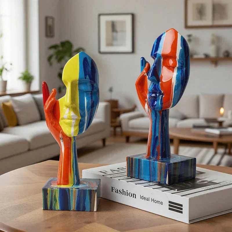 Modern Color Mask Desktop Decoration Resin Ornament Office Bookcase Soft Crafts Home Decoration Gifts