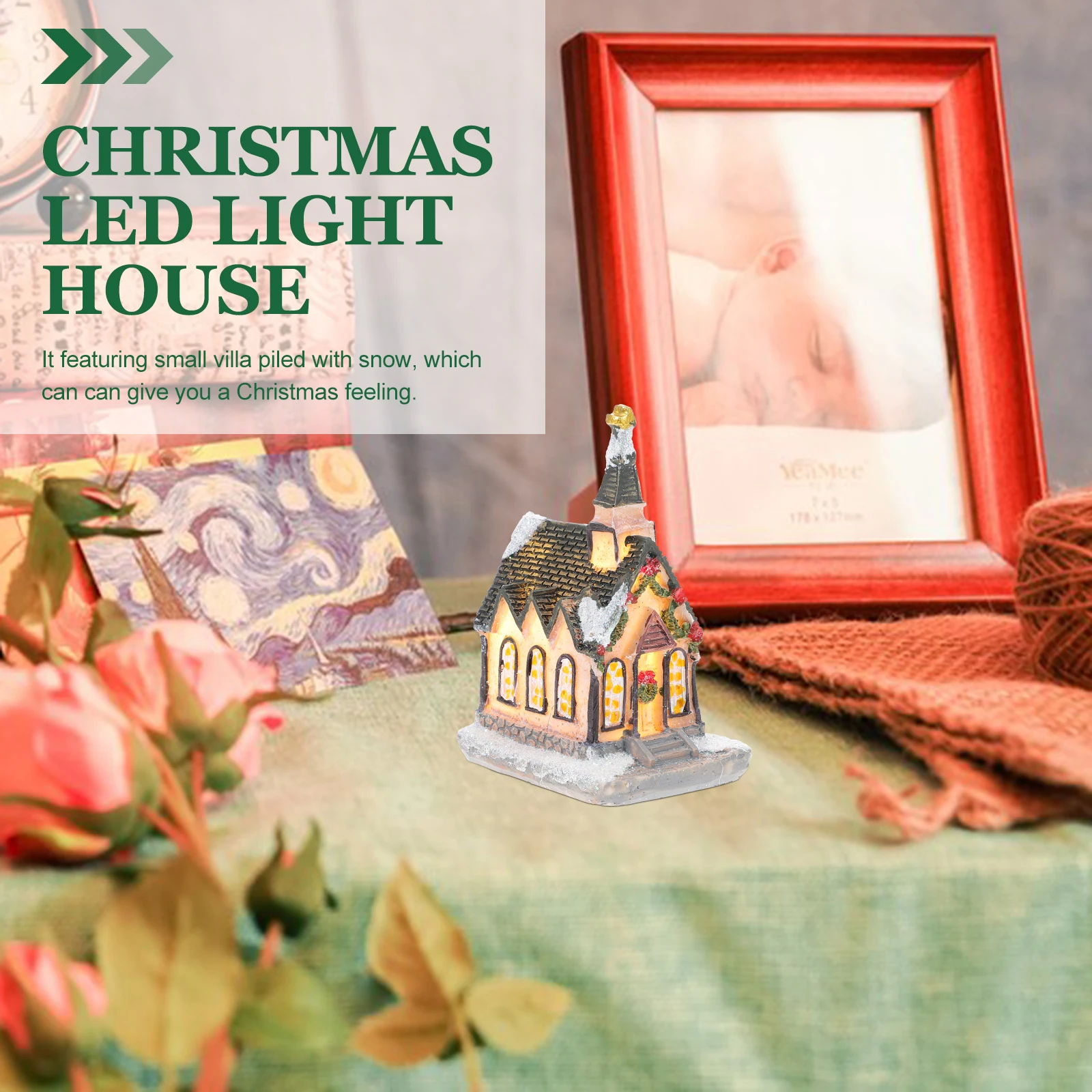 

Decor Decoration Xmas Ornaments Holiday Village Houses Tiny LED Light Christmas outside