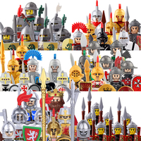 Medieval Military Knights Series Building Blocks Castle King Army Rome Warrior Soldier Figures Infantry Weapon Bricks Toys Boys