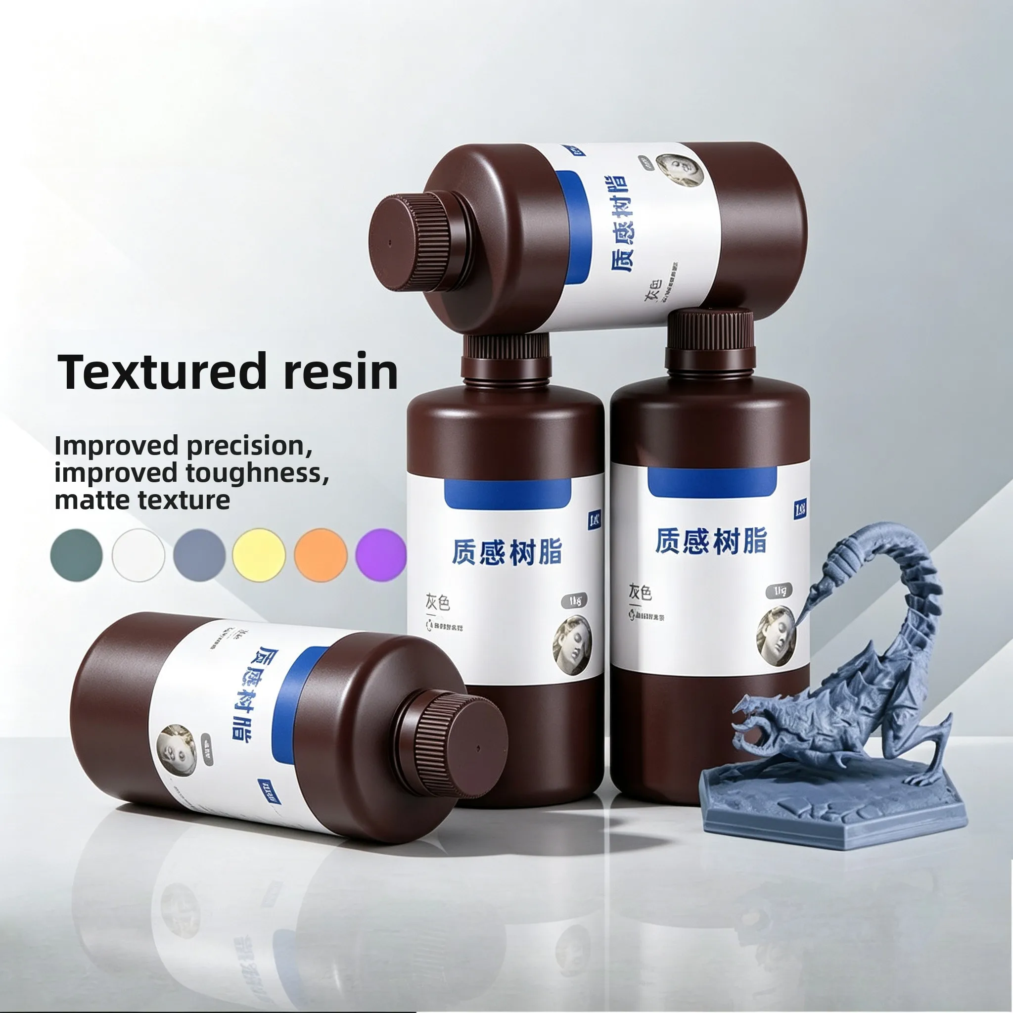 14K High Definition Light‑curing Resin 1KG Pack Textured Surface 3D Printing Material for Photocuring Printer Application
