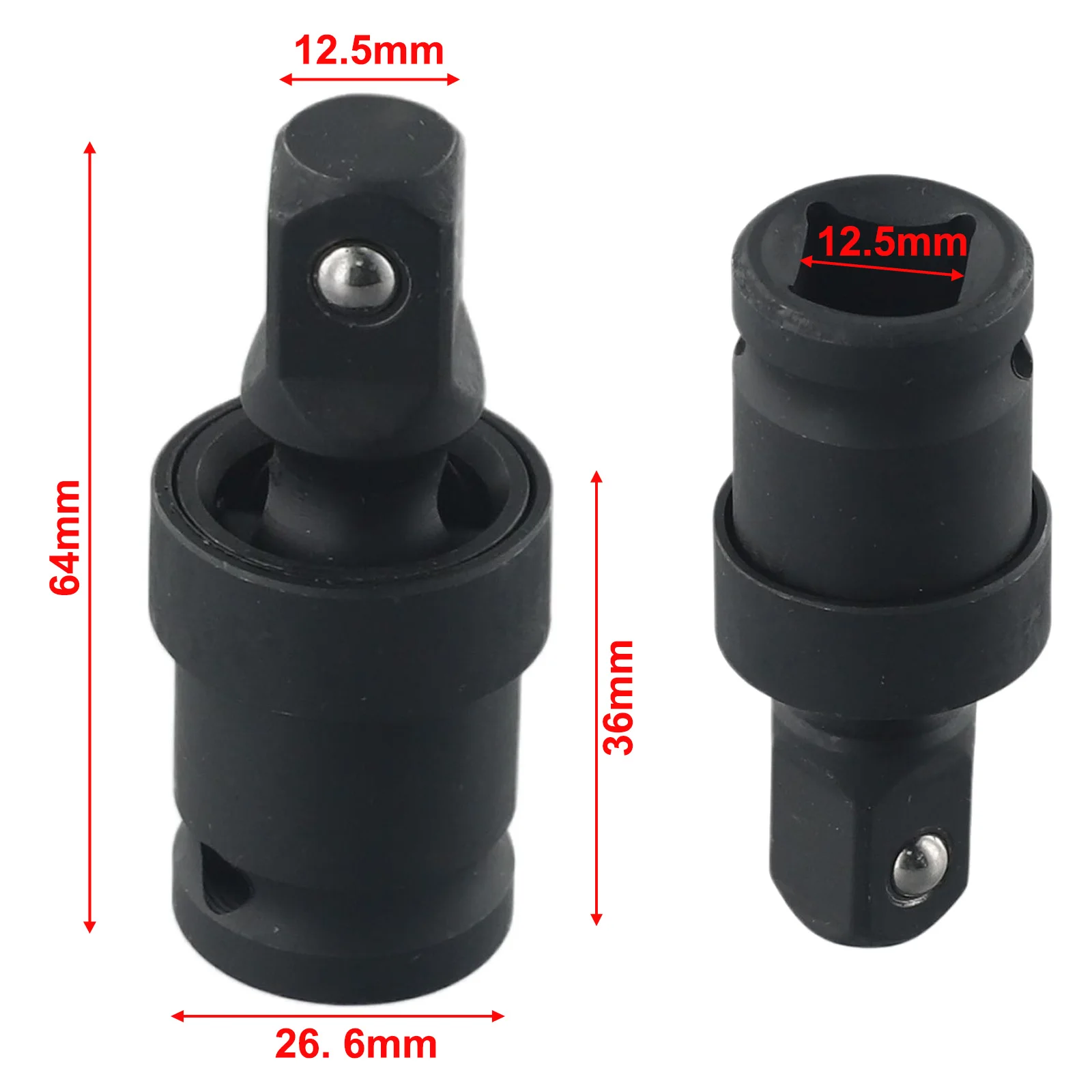Swivel Joint 1/2 inch for Electric Wrench with Spring Loaded Ball Lock to Minimize Socket Displacement During Dynamic Operation