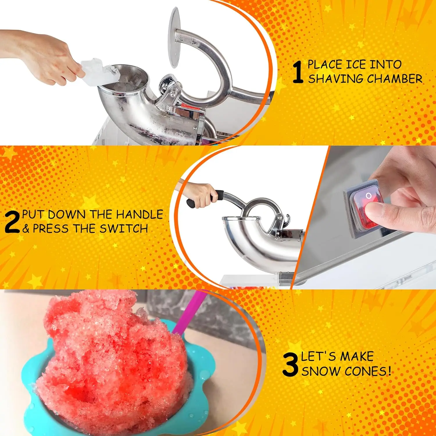 آلة صنع الثلج المحلوقة الجماعية - آلة كهربائية مخروطية سنو، مناسبة لـ Pary Acivii، Faily Garings، Evens