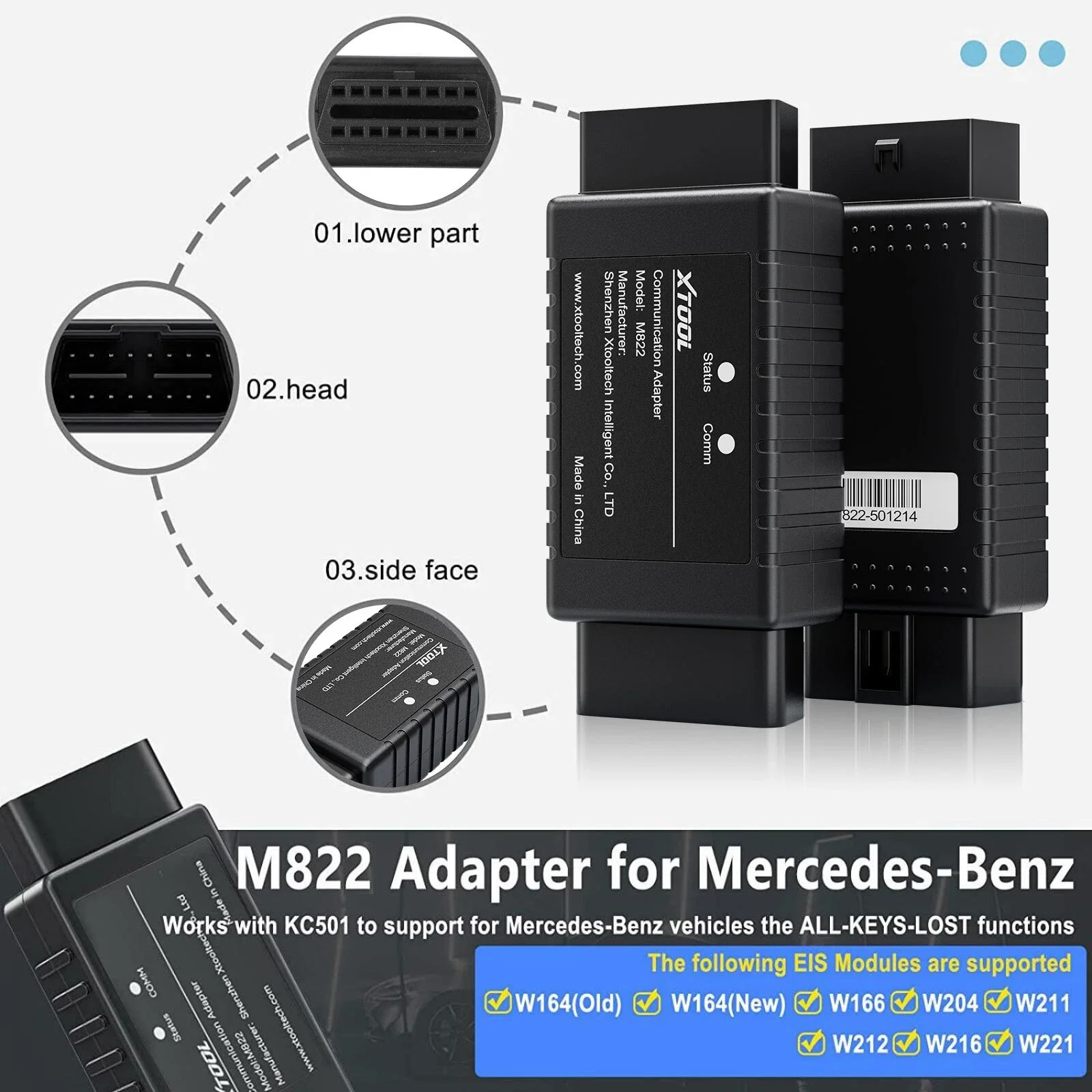 XTOOL M822 Adapter For Toyota 8A AIl Key Lost Key Program M821 For Mercedes-Benz All Keys Lost Fit KC501 KS-1 For Xtool X100PAD