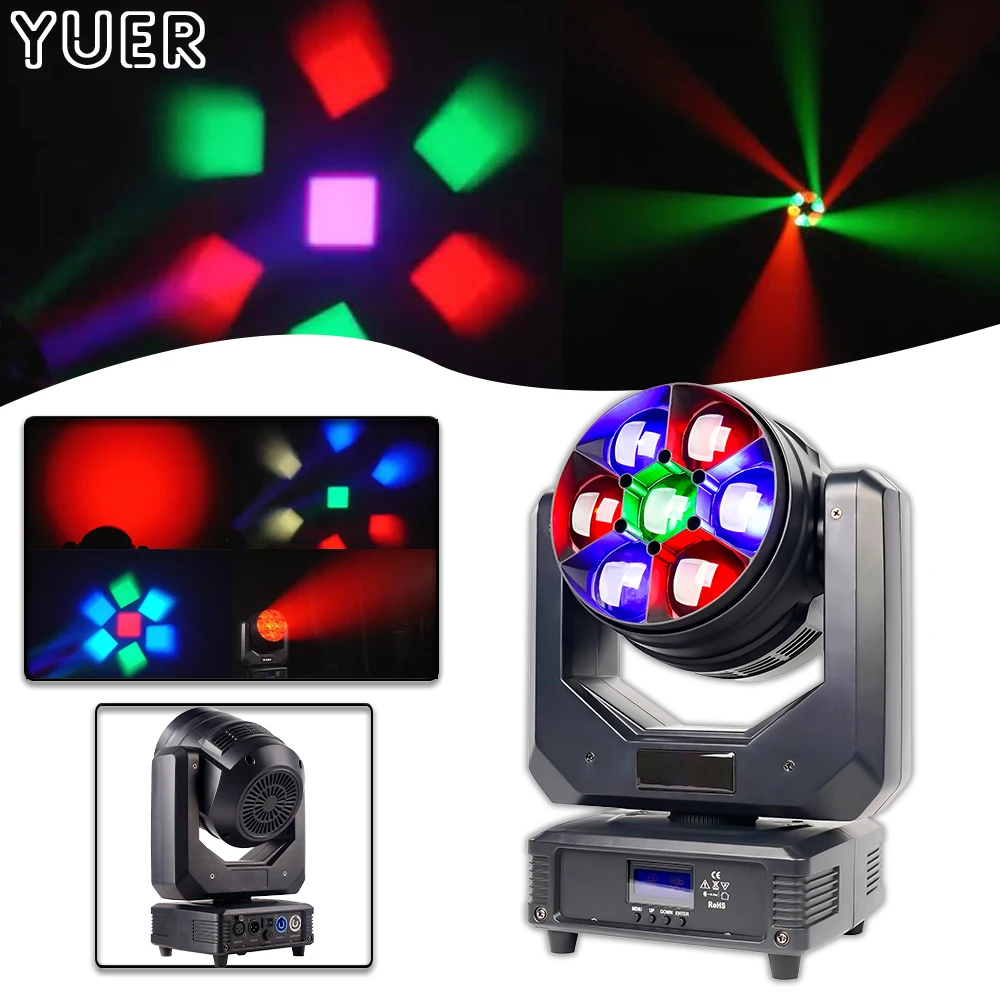 

LED RGBW 7x40w Beam Stage Moving Head Electronic Zoom Wedding Party Bee Eye Effect DMX Music Control Dj Disco RDM Bar Lamp