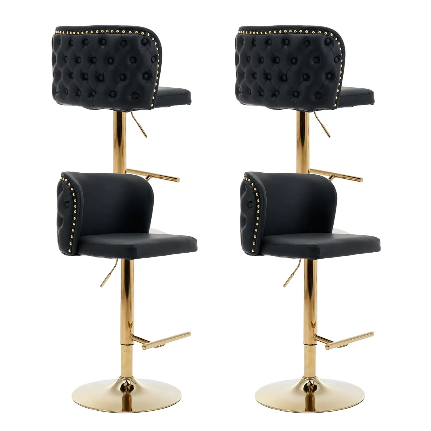 

Swivel Adjustable Counter Height Bar Stool Set Tufted PU Leather Gold Base Kitchen Island Chair, Customized