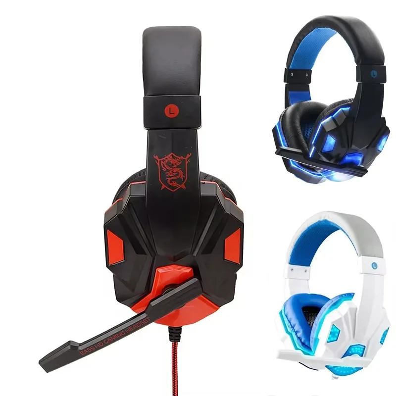 3.5mm Wired Gaming Headphones Stereo Bass Headset With Adjustable Microphone Volume Control For Computer Phone Laptop Notebook