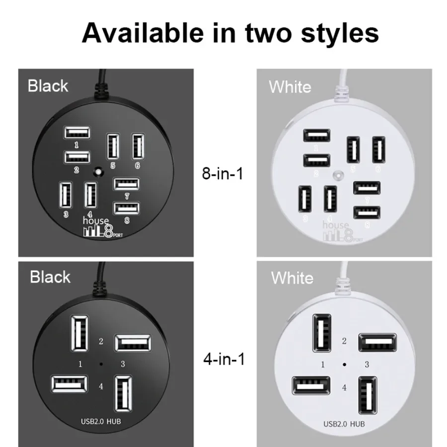 USB-HUB-Dockingstationen, 4/8-Port-Mehrfach-USB-2.0-Hub, Hochgeschwindigkeits-OTG-HUB, tragbarer USB-Splitter für Macbook, Laptops und PCs. – Detail 5