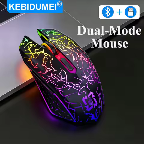 KEBIDUMEI RGB Bluetooth 5.2 Mouse 2.4G Wireless Gaming Mouse Dual-Mode 6 Buttons Silent Mouse Rechargeable Office Mouse For PC