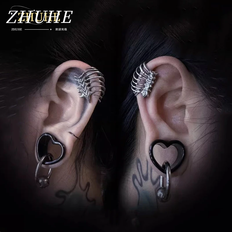 

ZHUHE Rib Ear Clips Neo-Gothic Style For Women Men's Jewelry Accessories Party Gifts