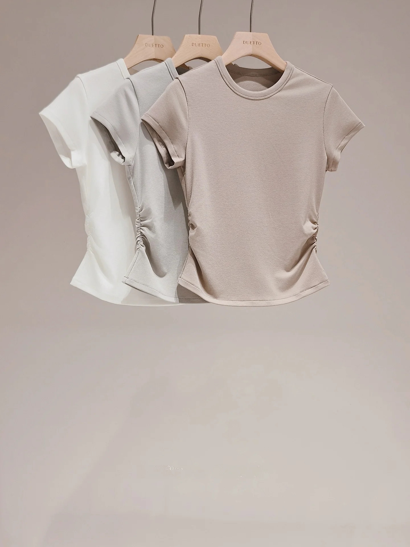 

Ультрамягкая футболка с круглым вырезом Duetto, с высокой талией, из шерстяной смеси, удобная, дышащая, женская, повседневная, модная, весна-лето