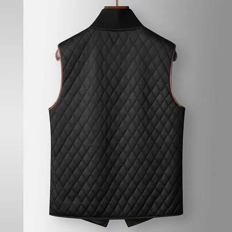 2025 الخريف/الشتاء جديد الرجال سترة الكتف ملابس داخلية الخارجي أوزة المخملية الدافئة محبوك طوق منتصف العمر الشباب ضوء سترة فاخرة
