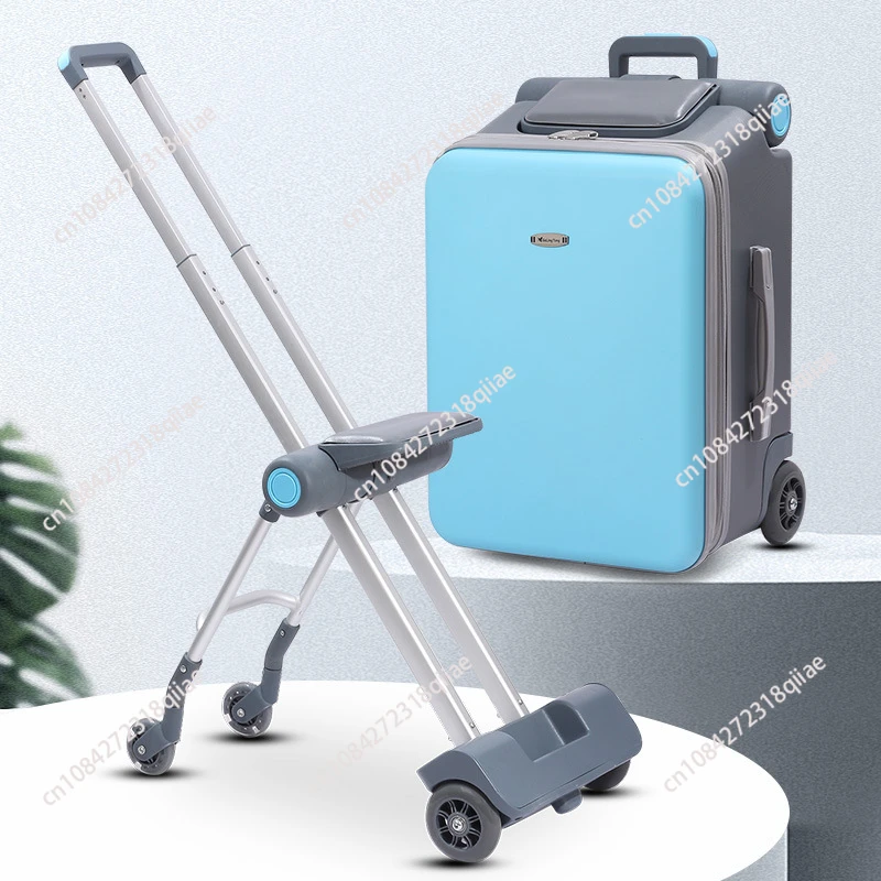 Can Sit and Ride Children's Trolley Bags Lazy Slip Walker Children's Travel Can Boarding Luggage