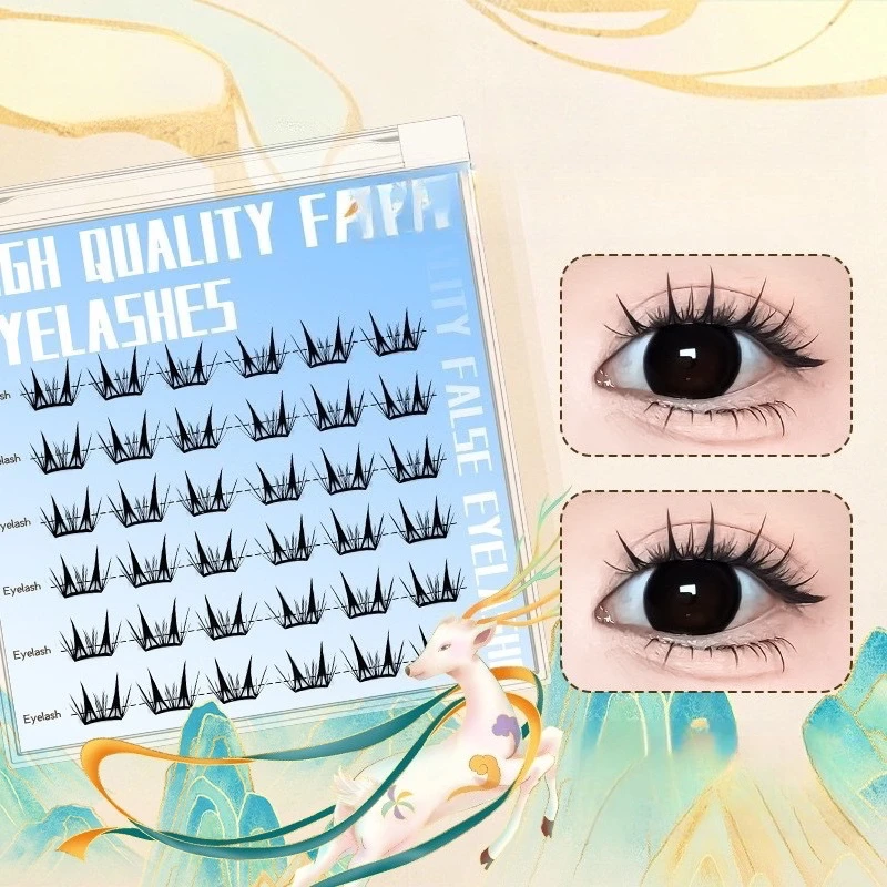 Self Adhesive Individual Eyelashes No Glue Needed Fluffy Cluster Eyelash Korean Fashion Manga Lash Extension for Daily Makeup