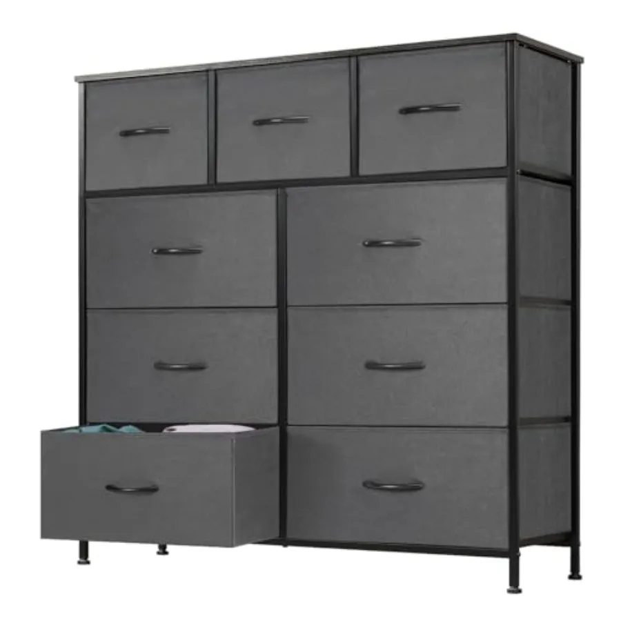 

Dresser for Bedroom Dressers and Chests of Drawers Dresser Organizer Wood Top Table Furniture with 9 Fabric Storage Tower Unit