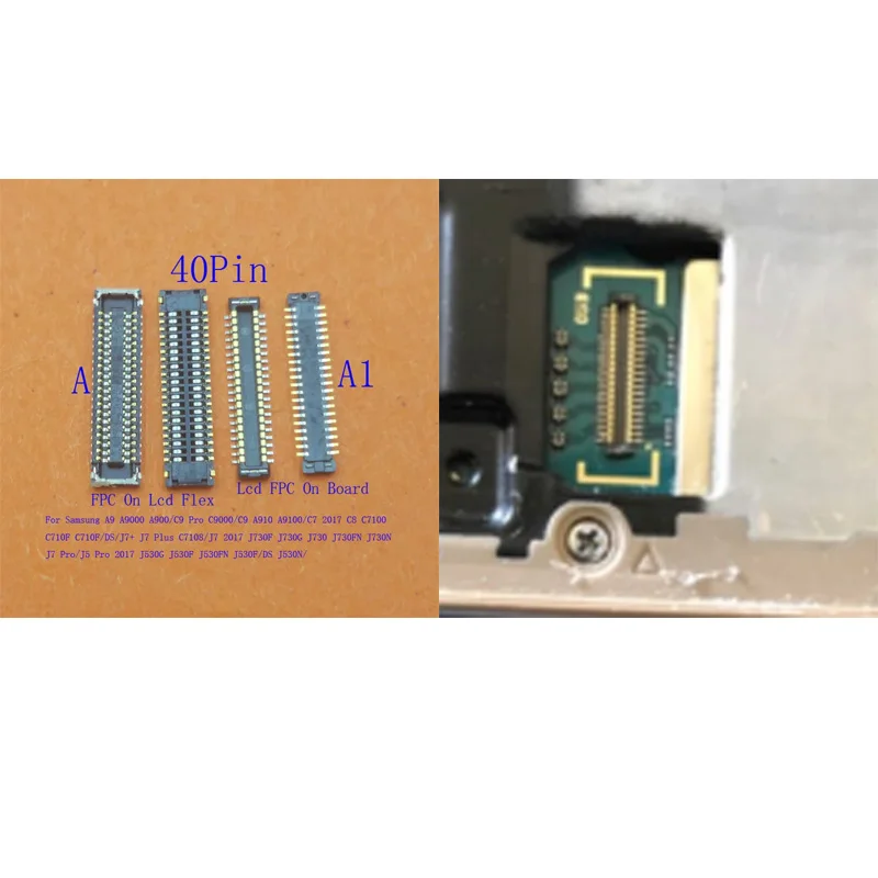 2-20Pcs Lcd Display Screen Plug FPC Connector For Samsung Galaxy J730F J7 Plus J5 C9 Pro 2017 J530 A5 A9 C7 C8 C7108 C9000 40Pin