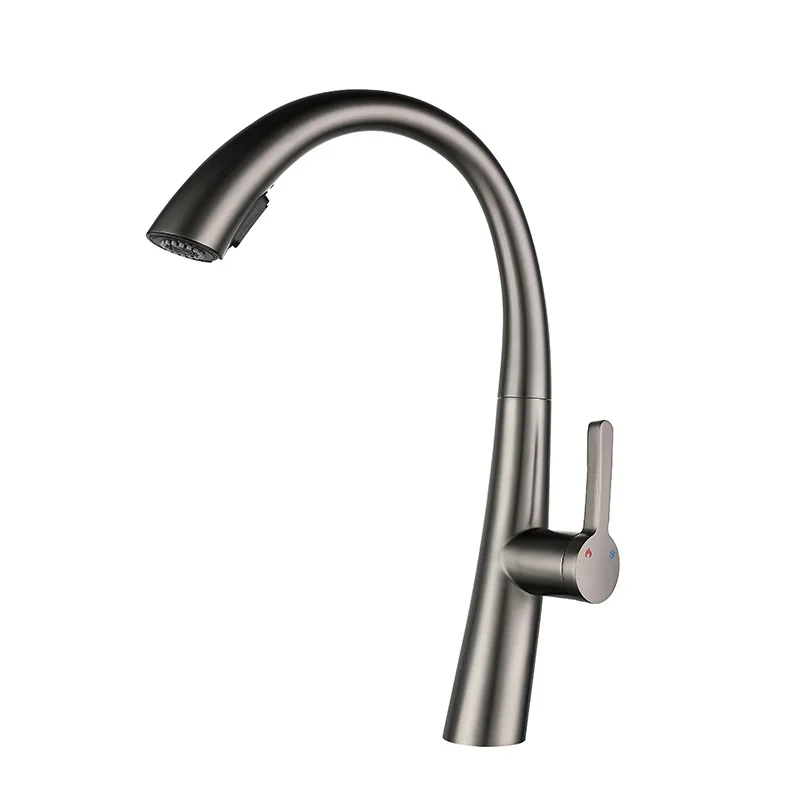 

Bathroom Accessories Gun Gray Stainless Steel Kitchen Sink Hot and Cold Retractable Pull-out Faucet