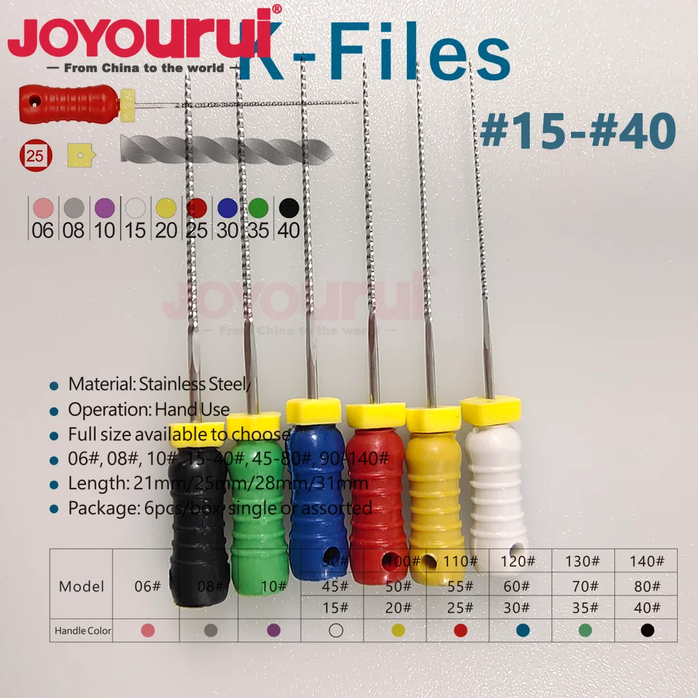 6pcs/Pack Dental Stainless Steel K Files H Reamers Endodontic Instruments Root Canal File Treatment 06# Dentista 21mm/25mm/31mm view 3