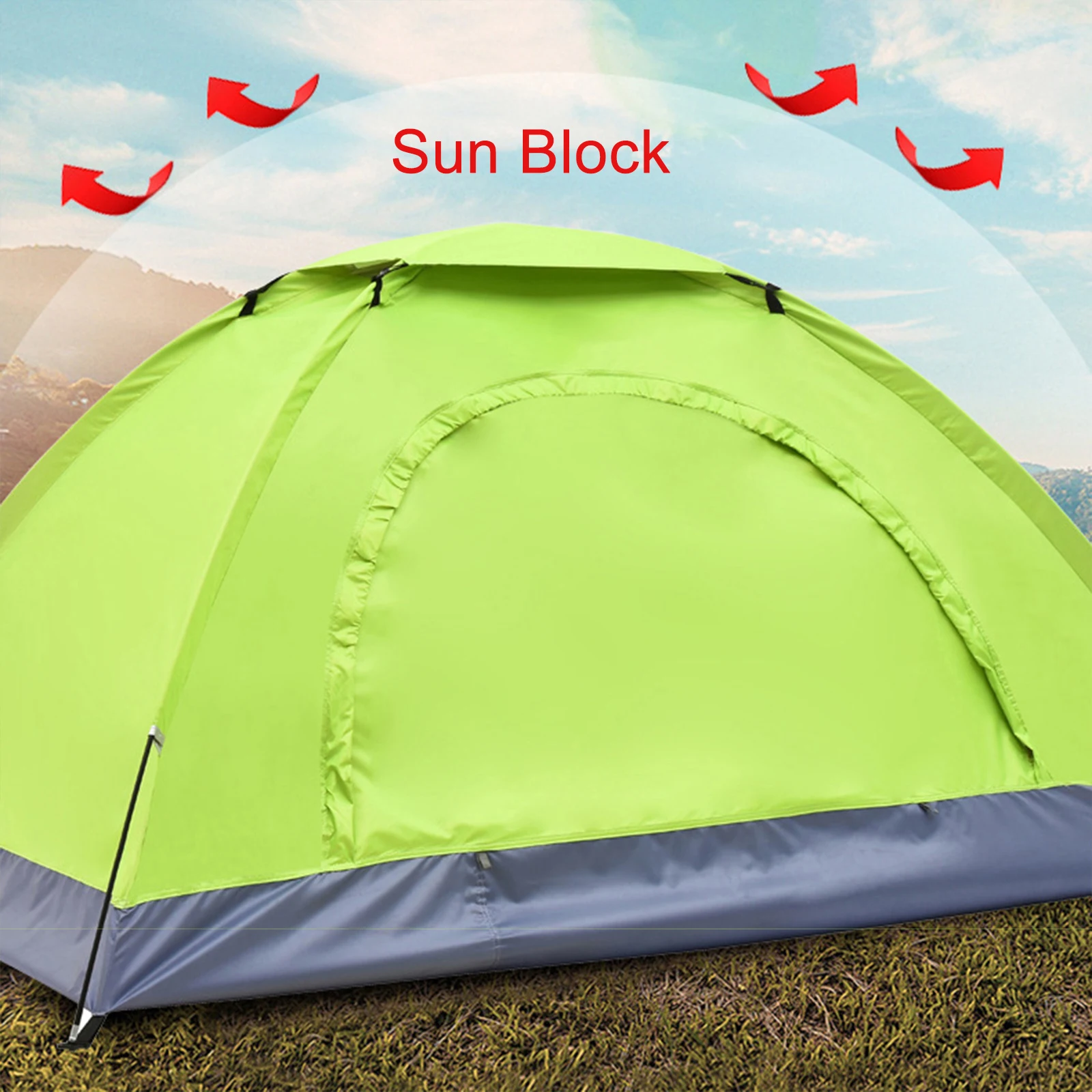 Ultralight Camping Tent Single Layer Portable Hiking Tent Anti-UV Coating For Fishing Backpacking Trip Hiking Parts 1/2 Person