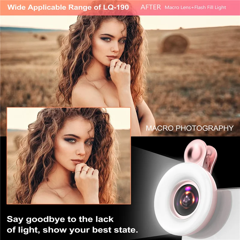 

LED Phone Lens Selfie Ring Light Mobile Phone Fill Light HD Macro Dimmable Lamp Beauty Ringlight