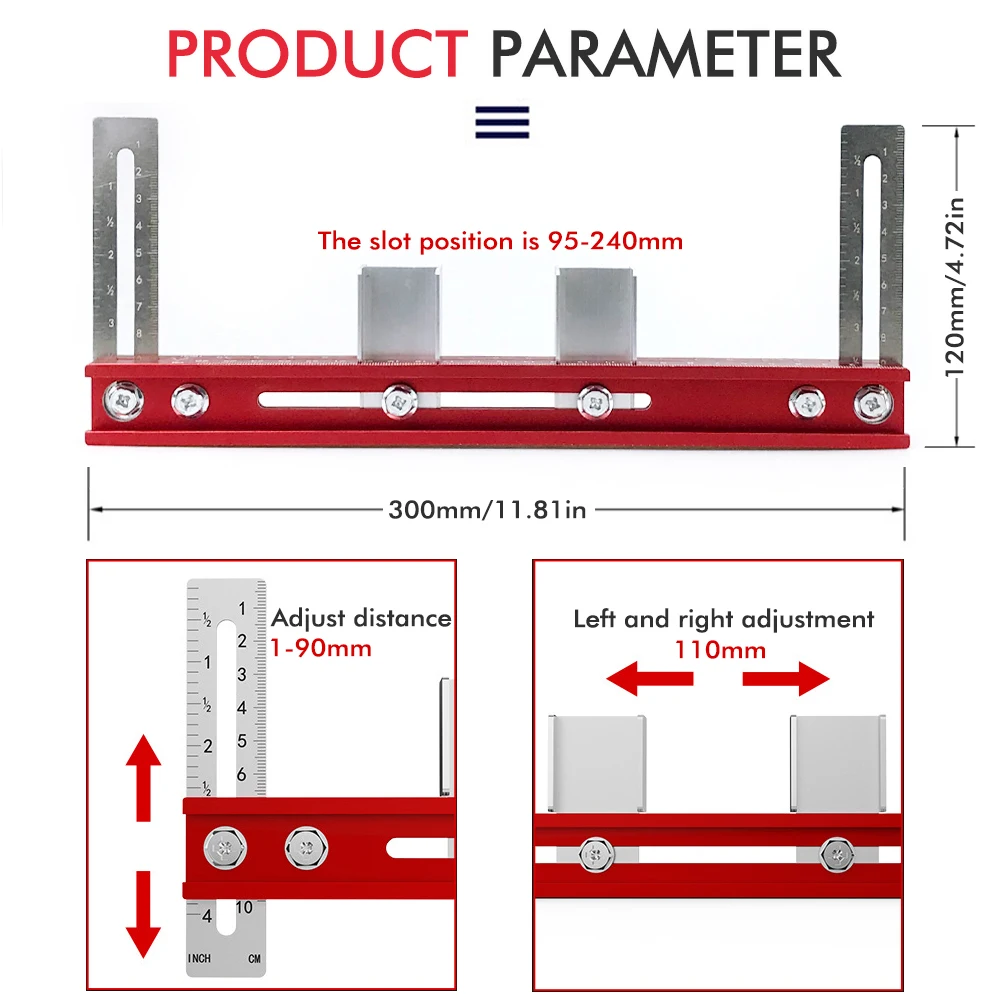 Aluminium Alloy Punching Positioning Ruler for Wardrobe Boom Installation Carpentry Drilling Locator Suspension Rod Install Tool