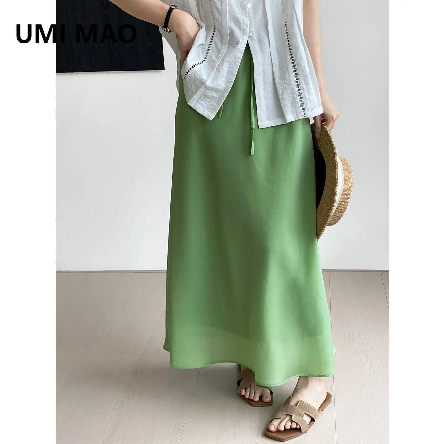 UMI MAO Mermaid Skirt Lyocell Paper Slimming Skirt Women A High-end Feel Fish Tail Wrapped Buttocks Skirt Femme Y2K