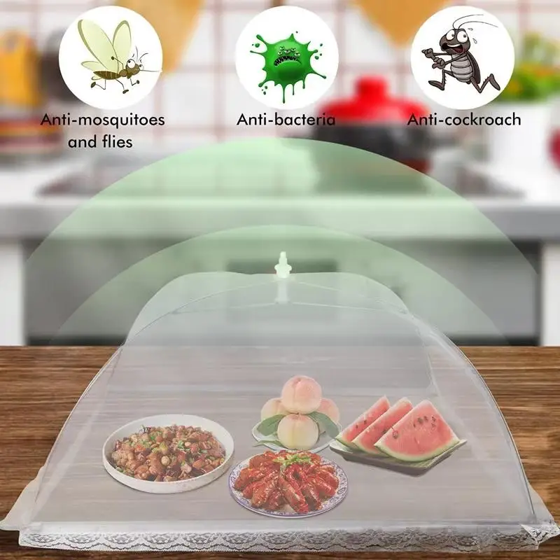 ~1PC Food Cover Mesh Folding Washable Flies Tables Cover Insect Proof Protective Dish Covers Home Kitchen Storage Accessaries
