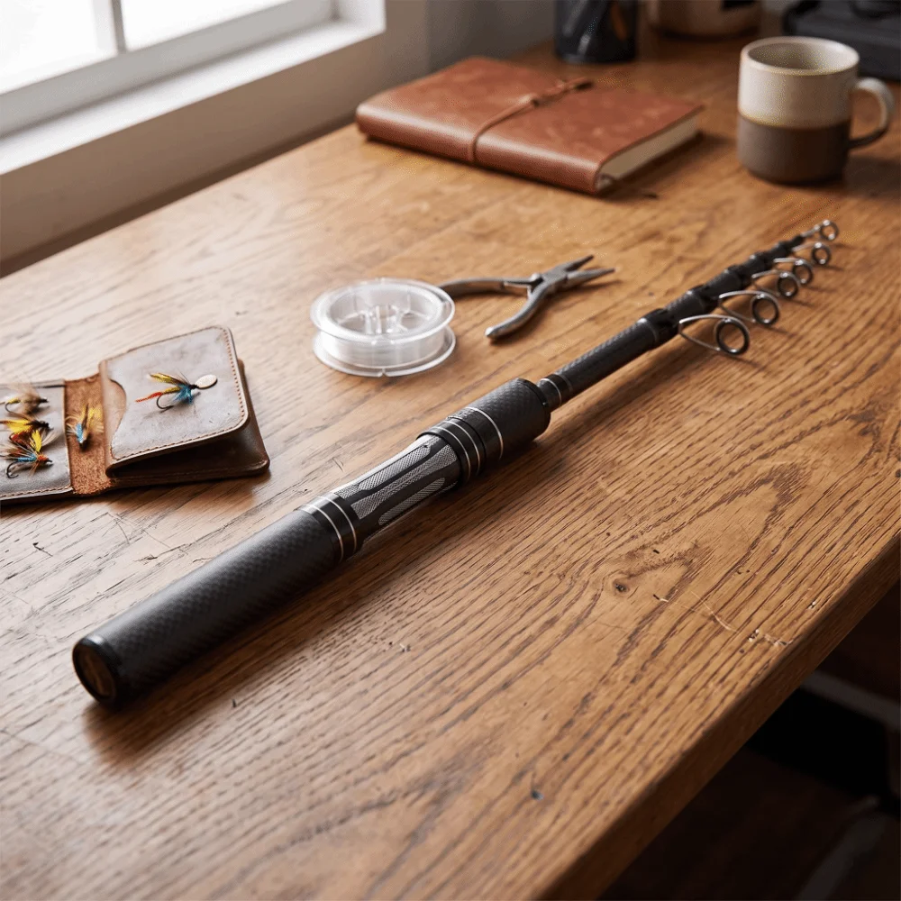 Carbon Handle Telescopic Fishing Rod Solid Tip 1.5m Length Ultralight Lure Rod 1.8m Length Telescopic Design Travel Fishing Rod