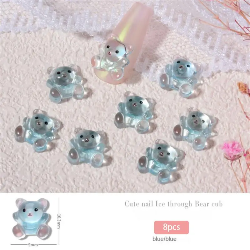 دب زجاجي لامع طبيعي لفن الأظافر ، دب جيل كريستال ، ديكور مانيكير ، دب يدوم طويلاً ، جودة عالية ، دب كرتون