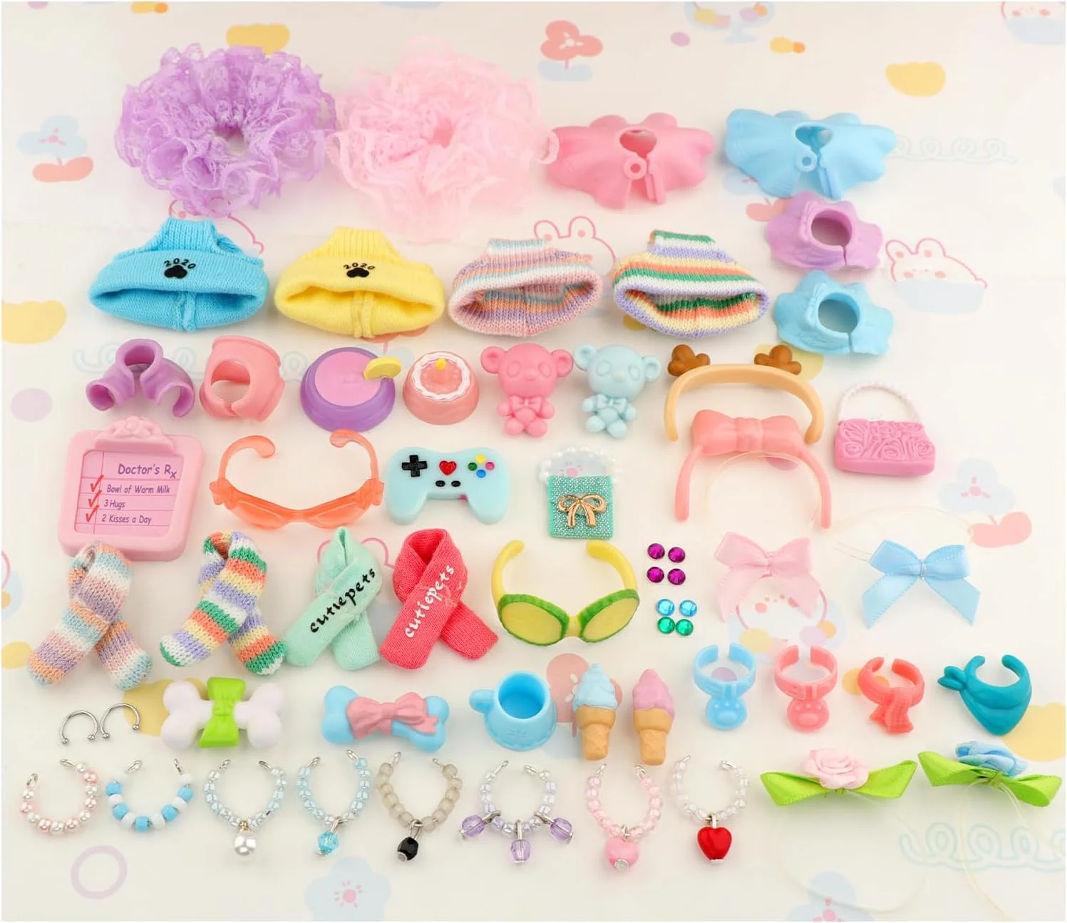 

Pets Accessories Lot (Random 15 PCS)Clothes Bow Skirt Collar Laptop Hat Food and Drink for Cat and Collie Puppy Dog Deer Figure